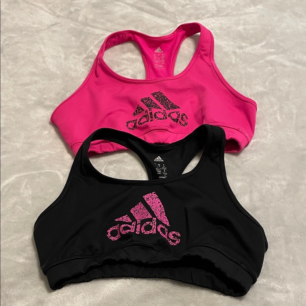 Adidas Black and Pink Sports Bra Duo